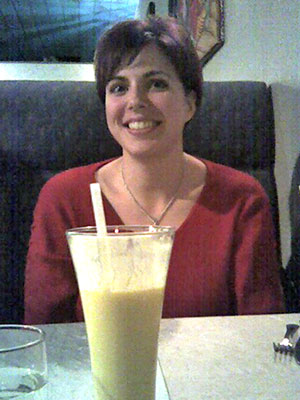 Teresa with a mango lassi