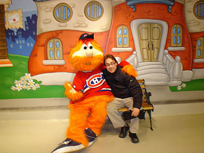 Matt and Youppi (the mascot for the Montreal Canadiens)